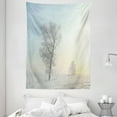 thumbnail image 1 of Winter Tapestry, Frozen Tree on Sunny Winter Morning Rising Sun Landscape Deserted Land, Wall Hanging for Bedroom Living Room Dorm Decor, 60W X 80L Inches, Pale Blue Cream White, by Ambesonne, 1 of 2