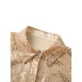 thumbnail image 5 of Musuos Women Retro Casual Long Sleeves V-neck Solid Color Sequined Shirt Tops for Party, 5 of 9