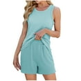 thumbnail image 2 of Htigea Women's Summer Sweater Set Sleeveless Tunic Top and Shorts 2 Piece Outfits Beach Vacation Sets Tracksuits Sale Green,L, 2 of 7