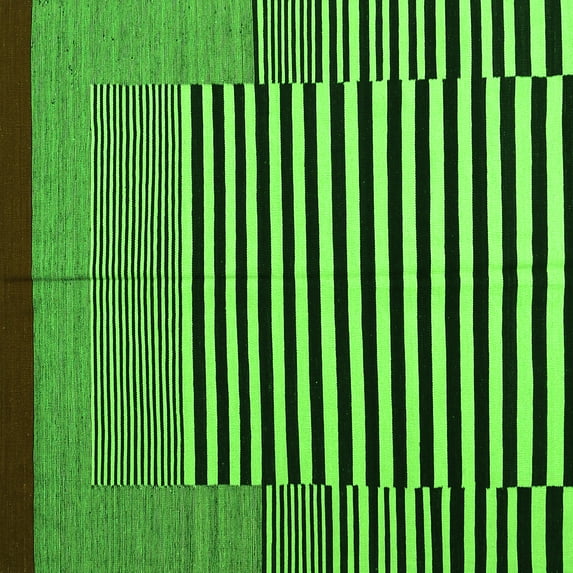 Ahgly Company Indoor Square Abstract Green Contemporary Area Rugs, 7' Square