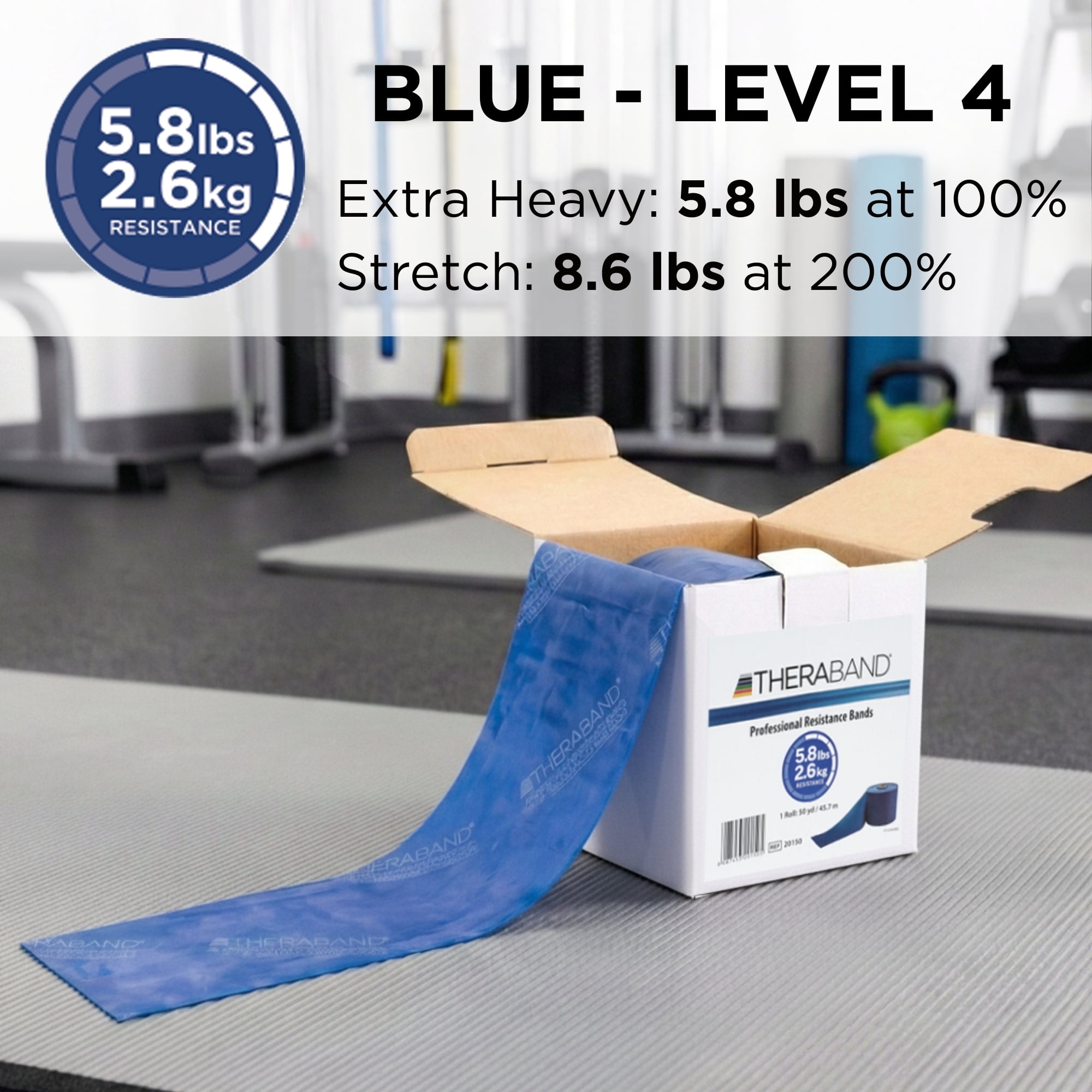 THERABAND Resistance Bands, 50 YD, Blue, Extra Heavy Thickness, 5.8 LBS Resistance, Level 5