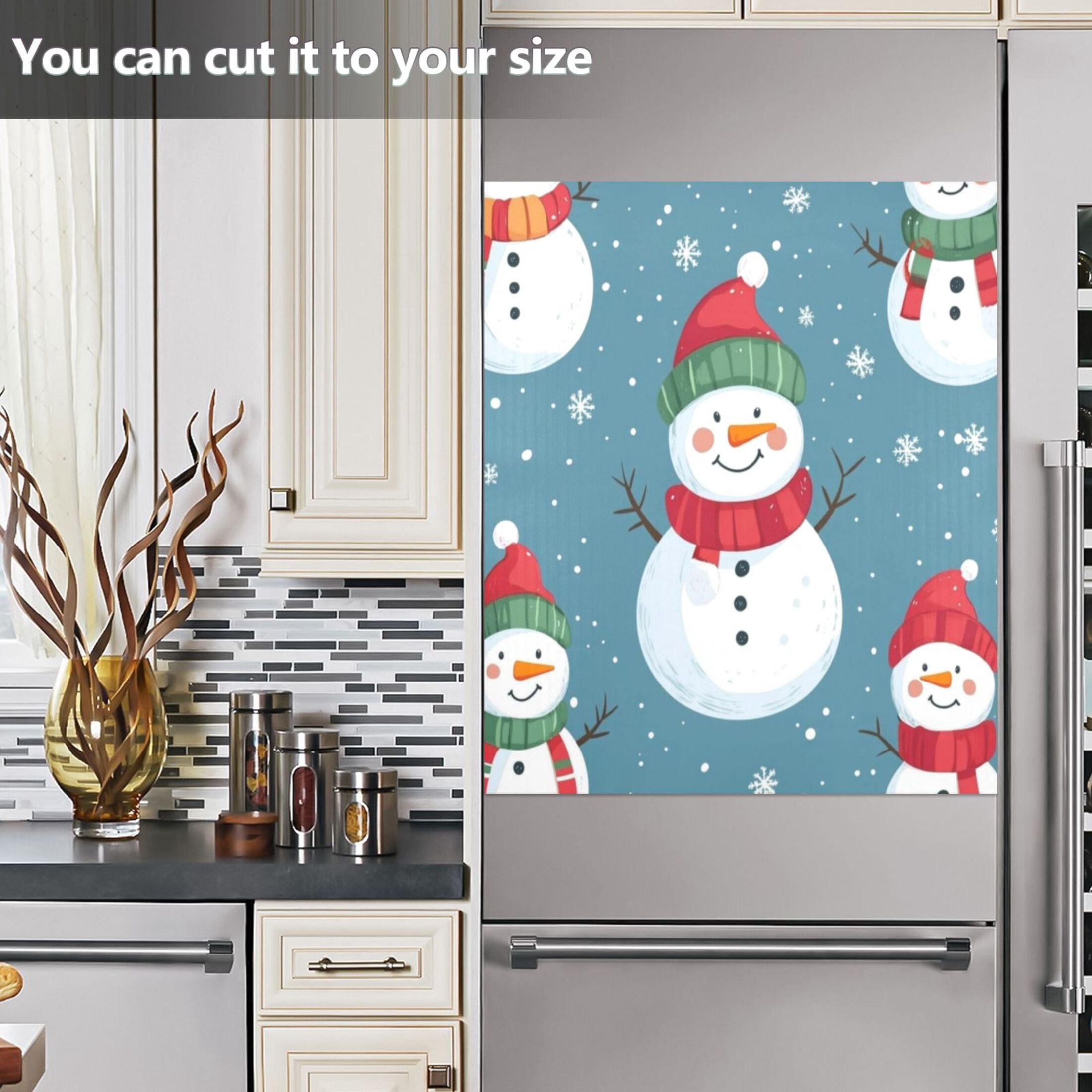 Dishwasher Magnetic Sticker 23x26 Inch Refrigerator Magnetic Sticker Washing Machine Magnetic Sticker Kitchen Panel Magnetic Sticker Home Decor Christmas Lovely Snowman