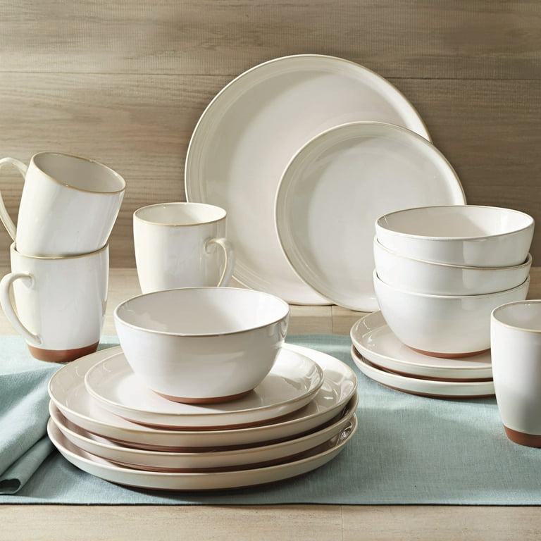 Better Homes Gardens Claybrooke Stoneware Cream Dinner Plates Set of 4 Walmart