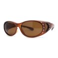 thumbnail image 2 of Polarized Womens 60mm Rhinestone Oval Fit Over Sunglasses All Brown, 2 of 6