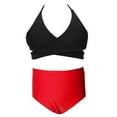 thumbnail image 5 of JUMEYU Bikini Girls Girls Swimsuit Bikini Set 2 Piece Bathing Suits Color Block Criss Cross Swimwear Size 9-10 Years (Red,9-10 Years), 5 of 9