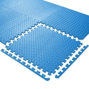 Philosophy Gym Pack of 30 Exercise Flooring Mats - 24 x 24 Inch Foam Rubber Interlocking Puzzle Floor Tiles - Blue