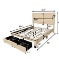 thumbnail image 6 of Queen Size Beige Bed With Corduroy Decoration And Wing Flair - No Box Spring, Cozy Velvet, Platform Enhancement Detail Luxury Strong Bedroom Facility, 6 of 6