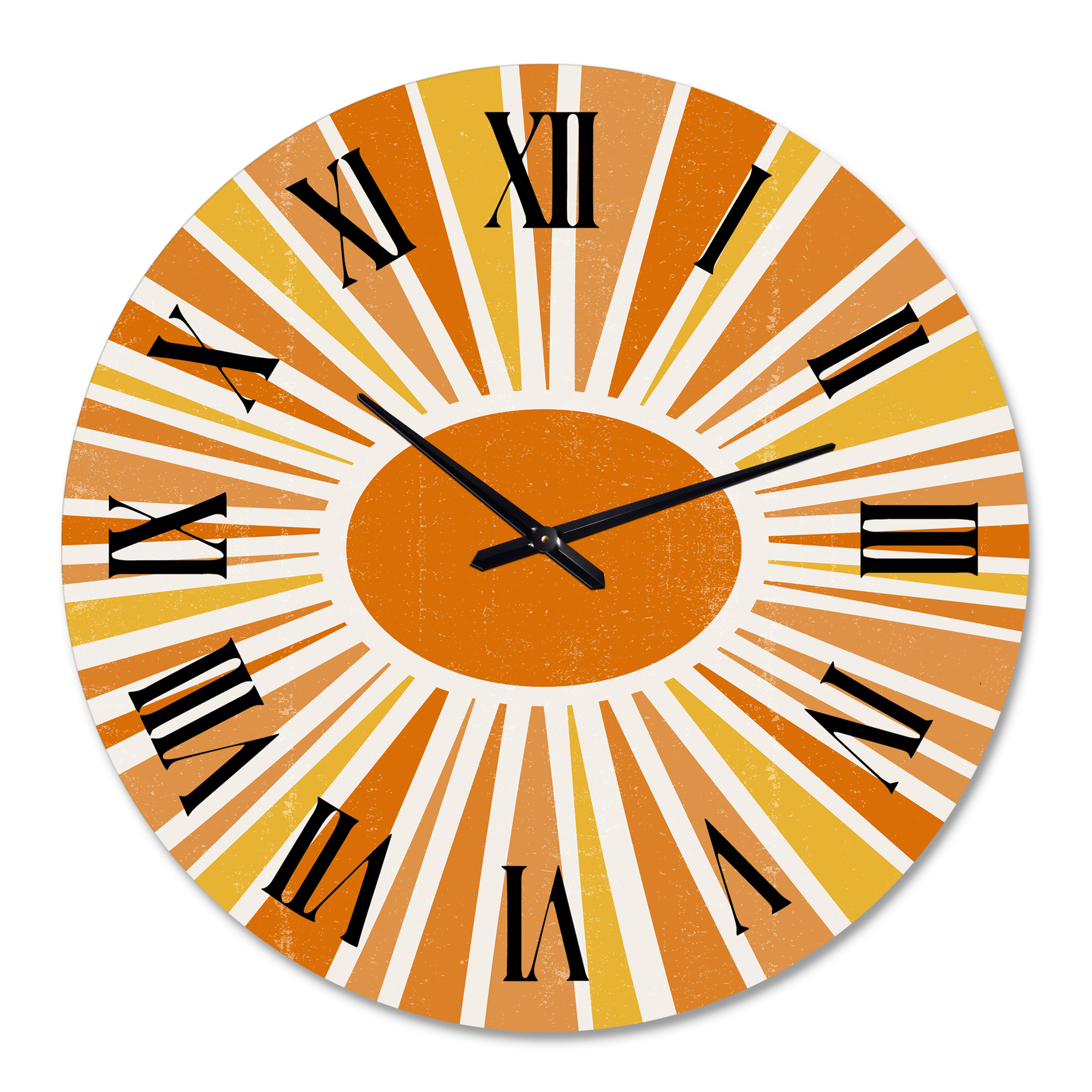 Designart 'Minimalist Bright Shining Orange Sun Rays I' Modern Wall Clock