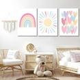 thumbnail image 5 of 3Pcs Pink Nursery Canvas Wall Art Rainbow Poster Kids Bedroom Baby Girls Toddler Pastel Wall Decor Prints Sun Boho Pink Sunshine Painting for Classroom School Nursery Decoration 12x16in, 5 of 6