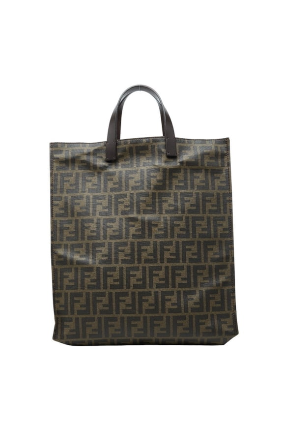 Pre-Owned Fendi Zucca Tote Bag Handbag 8BH173 Brown Leather Women's FENDI