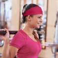 thumbnail image 4 of Hombres Mujeres Fitness Sweatband Elástico Correr Diadema Secado Rápido (Vino) Rojo, 4 of 4