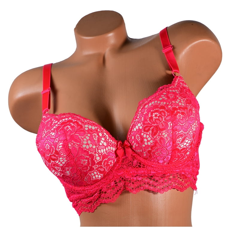 Women Lace Bras 6 pack of Lace Double Pushup Bra B cup C cup, Size 34C  (9329)