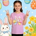thumbnail image 2 of AWZXDE Hauts pour Filles à Manches Courtes T-Shirt Graphique pour Enfants Jeu Décontracté Thème de Pâques Imprimé Col Rond 1-13 Ans, 2 of 6