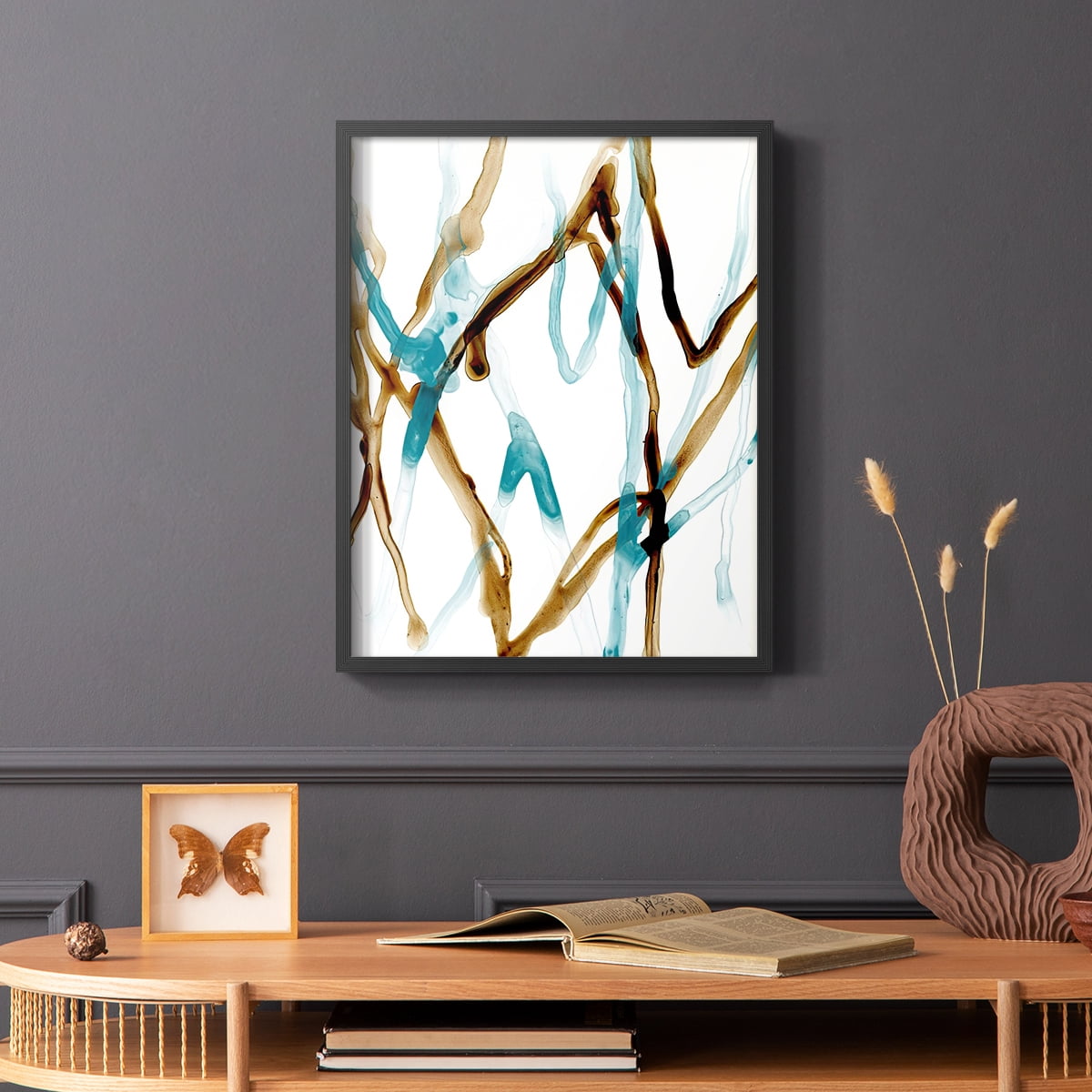 Runnel XVIII Framed Print in Black Solid Wood Framed Print No Nail Hanging