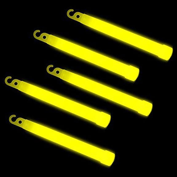 5Pcs Yellow Hanging Glow Sticks - Glow In Dark, Hanging Loop, 8 Inch Length, 5 Pack, Yellow Color, Lightweight, Easy To Use - For Parties, Festivals, Halloween, Christmas,