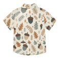 thumbnail image 2 of Dailycode Small Short Sleeve Button Down Shirts Palm Leaves and Acorn Casual Shirt 3-10 Years, 2 of 9