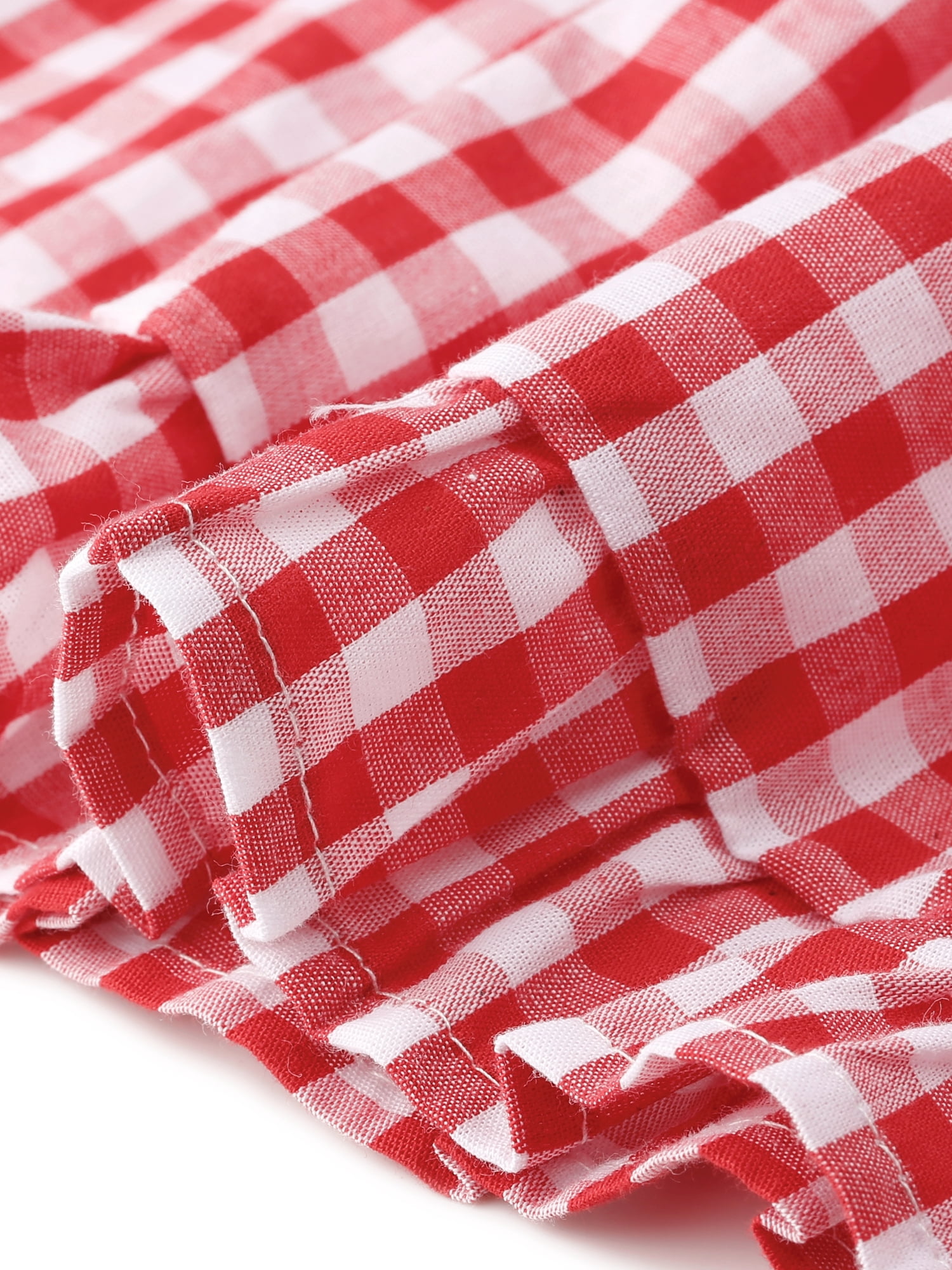 DARING DIVA Women's Plus Ruffle Gingham Pajama in Summer Shorts 1X Red