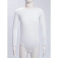 thumbnail image 5 of Kaerm Girls Fleece Ballet Dance Leotard Undergarment Gymnastics Dance Bodysuit Warm Up Dancewear White Round Neck 160, 5 of 8