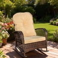 thumbnail image 2 of Outdoor Patio Rattan Rocking Chair ,All-Weather Wicker Rocking Chair for Porch,with Thick Cushions, Wide Seat, , Balcony & Backyard Patio Furniture,Brown, 2 of 12