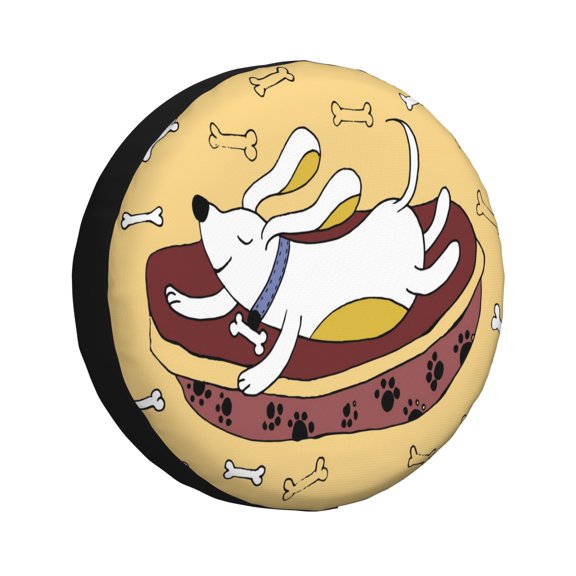 XMXY Cute Pet Dog Bones Spare Tire Cover，Universal Waterproof Cover for Jeep RV Tire Wheel Protection 14 inch