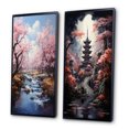 thumbnail image 3 of Designart "Sakura Dream Japon Art in Pink and Blue III" Japan Art Framed Wall Art Set Of 2 - Pink People Framed Canvas Set For Living Room Decor, 3 of 7