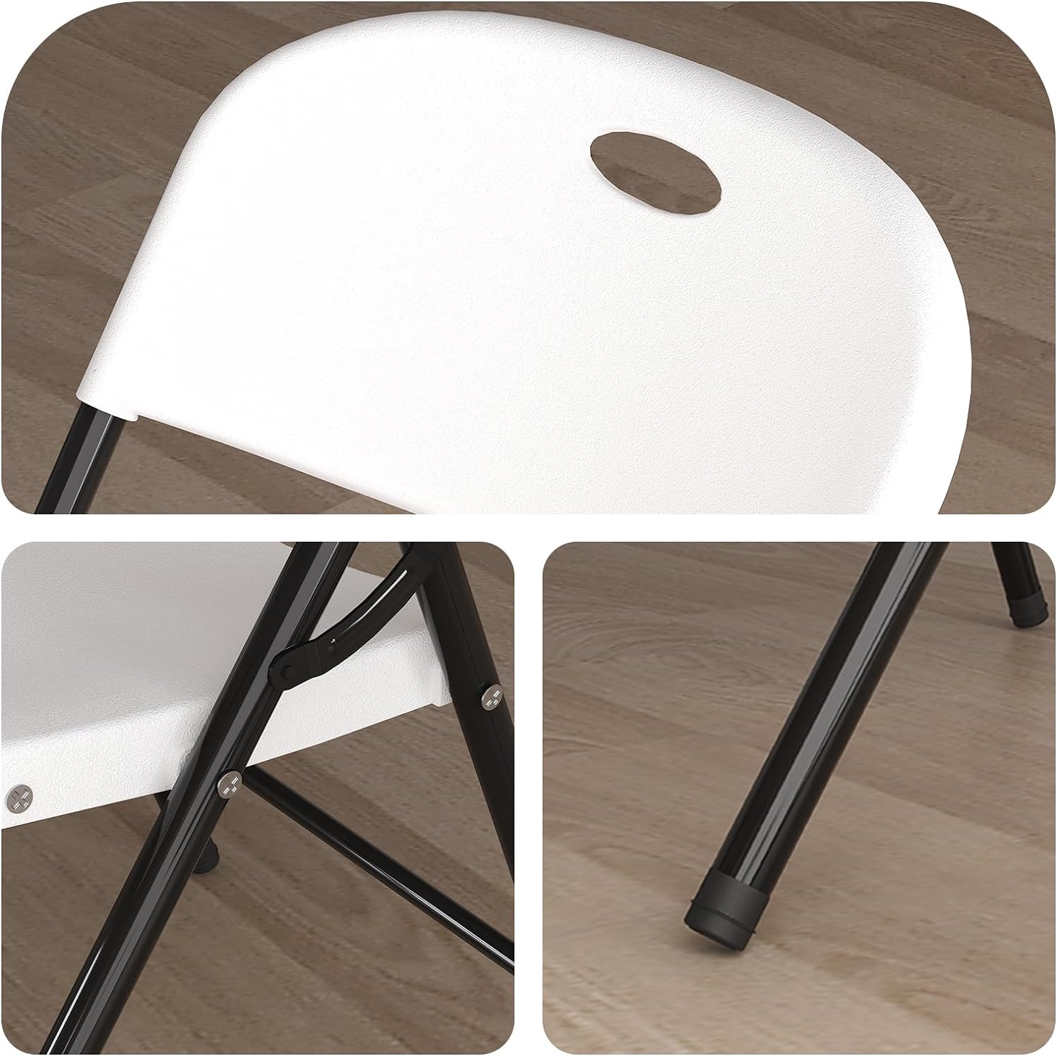 Nazhura Heavy Duty Folding Chair, White, Set of 4 photo 4
