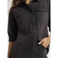 thumbnail image 5 of Sofia Jeans Women's and Women's Plus Sofia Oversized Boyfriend Shirt with Long Sleeves, Sizes XS-4X, 5 of 5