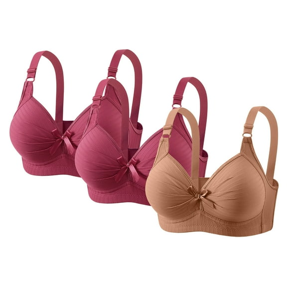 Guluxicc 3 Pcs Bras for Women No Underwire Wireless Comfortable Bra Push Up Breathable Bras with Adjustable Straps, 2XL