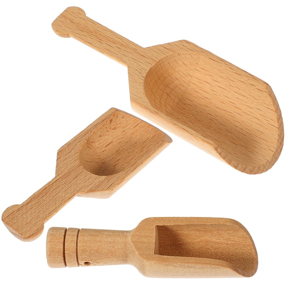 3 Pcs Wooden Spoon Three Piece Set Tea Spoons Small Scoops for Canisters Candy Grain Honey Coffee Jars