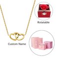 thumbnail image 1 of CAJA DE ROSAS ETERNAS - CON COLLAR GRABADO Y Caja de regalo de flores REALROSE Colgante de corazón Collar personalizado Regalo del día de San Valentín para ella, 1 of 5
