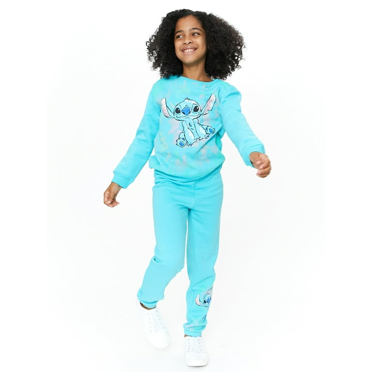Girls Disney Stitch Long Sleeve Sweatshirt & Jogger 2-Piece Outfit Set,  Sizes 4-16 