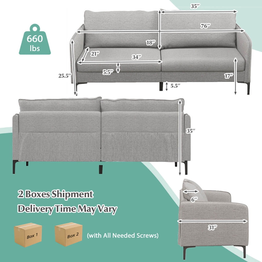 Finihen Loveseat Sofa, Modern 76 Inch Loveseat Sofa Couch for Apartment Dorm with Metal Legs, for Living Room, Bedroom, Gray Finihen Loveseat Sofa, Modern 76 Inch Loveseat Sofa Couch for Apartment Dorm with Metal Legs, for Living Room, Bedroom, Gray
