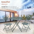 thumbnail image 5 of Alpine Corporation Indoor/Outdoor 3-Piece Peacock Feather Rustic Metal Bistro Set Patio Seating, Light Blue, 5 of 12