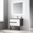 thumbnail image 2 of Berlin 36" Freestanding Bathroom Vanity with Sink & Mirror- Glossy White & Glossy Grey, 2 of 6