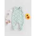 thumbnail image 2 of Infant Baby Girls Jumpsuit, Sleeveless Crew Neck Flower Print Summer Casual Romper, 2 of 7