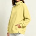 thumbnail image 5 of Lenpel Sweatshirts for Women Fall Mock Neck Long Sleeve Tops Oversized Solid Color Casual Loose Warm Pullover(Yellow,X-Large), 5 of 7