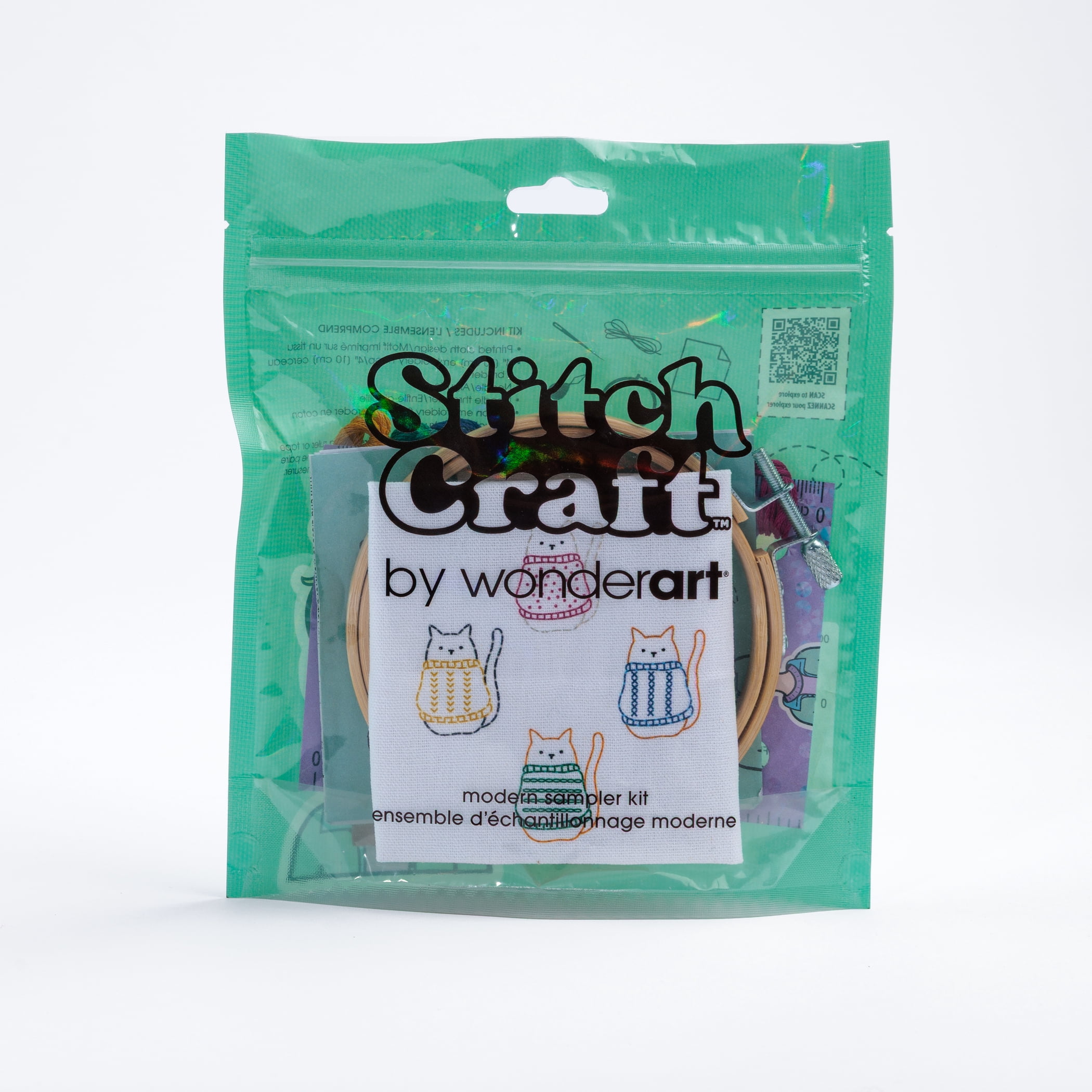 WonderArt Modern Sampler Kit Embroidery Kit - PAWS-ITIVELY ADORABLE