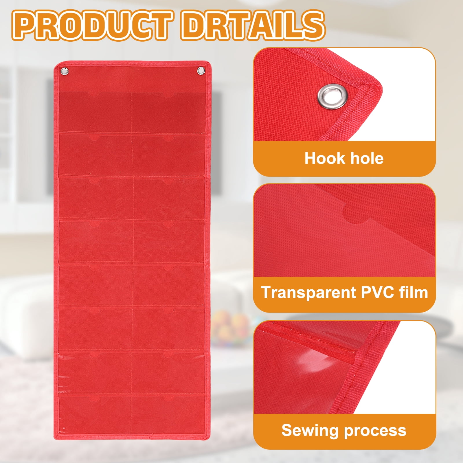 Uxcell 2 Pcs 3" x 5" Index Card Holder Sleeve, 16 Card Slots Organizer Sleeve for Office Home Organization, Red