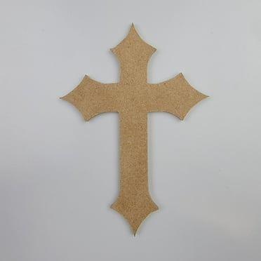 4" Elegant Wall Cross #40, Unfinished Wood Art Shape by Wooden Craft Cutouts