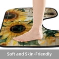 thumbnail image 4 of PhooArto Toilet Lid Cover and U-Shaped Toilet Floor Mat Set of 2 Pieces, Sunflower Bee on Rustic Wooden Toilet Mat Set, Machine Washable Seat Covers Non-Slip Absorbent Rugs, 4 of 6