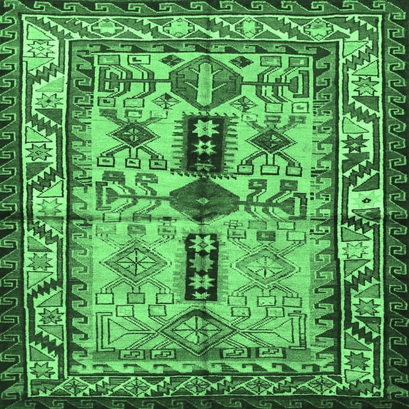 Ahgly Company Indoor Square Persian Emerald Green Traditional Area Rugs, 4' Square