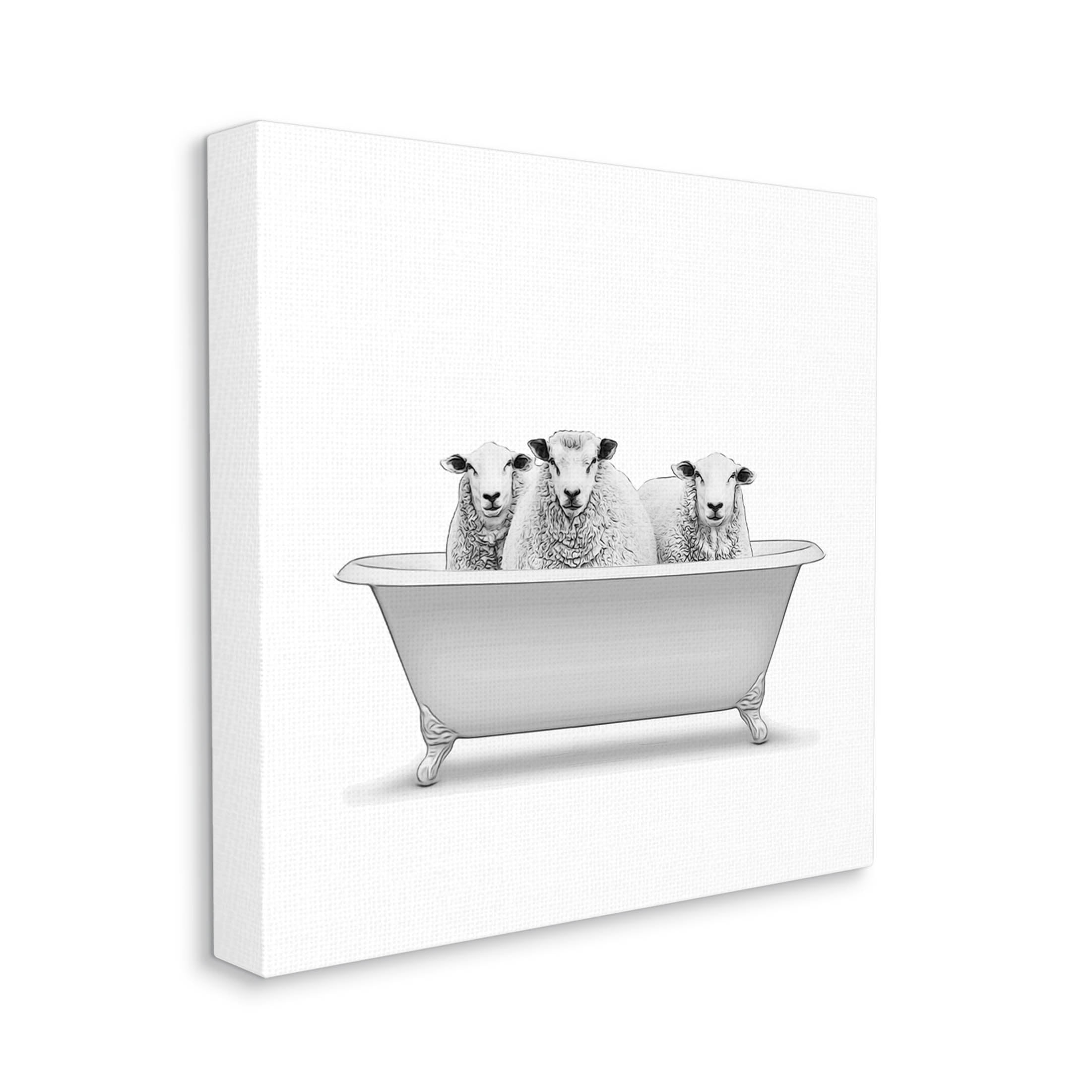 Stupell Industries Three Farm Sheep Antique Bathtub Graphic Art Gallery Wrapped Canvas Print Wall Art, Design by Annalisa Latella