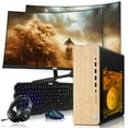 thumbnail image 1 of Restored HP Full Light Gaming PC Desktop Computer – AMD Pro A10-9700,RX 550 Graphics,16GB RAM,1TB SSD,Dual 24 Inch Curved Monitor,RGB Keyboard with AI Copilot,Mouse,WiFi,RGB Headphone,Windows 11 (Refurbished), 1 of 9