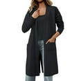 thumbnail image 1 of MIASHUI Veste Châle en Tricot pour Femmes Automne Hiver Mi-Longue Style Trench Chic Cardigan Confortable Noir, Taille Unique, 1 of 9
