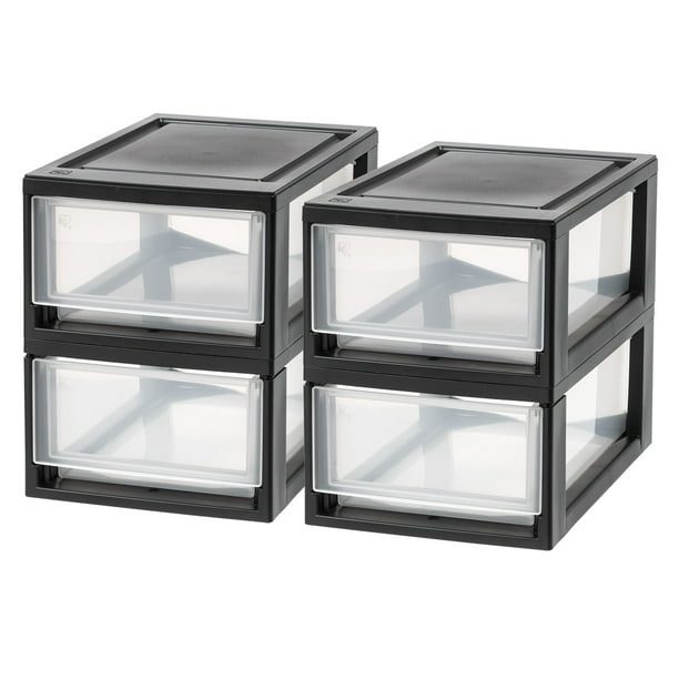 IRIS USA 6 QT Small Stacking Desktop Drawer, Black, 4 Pack Walmart