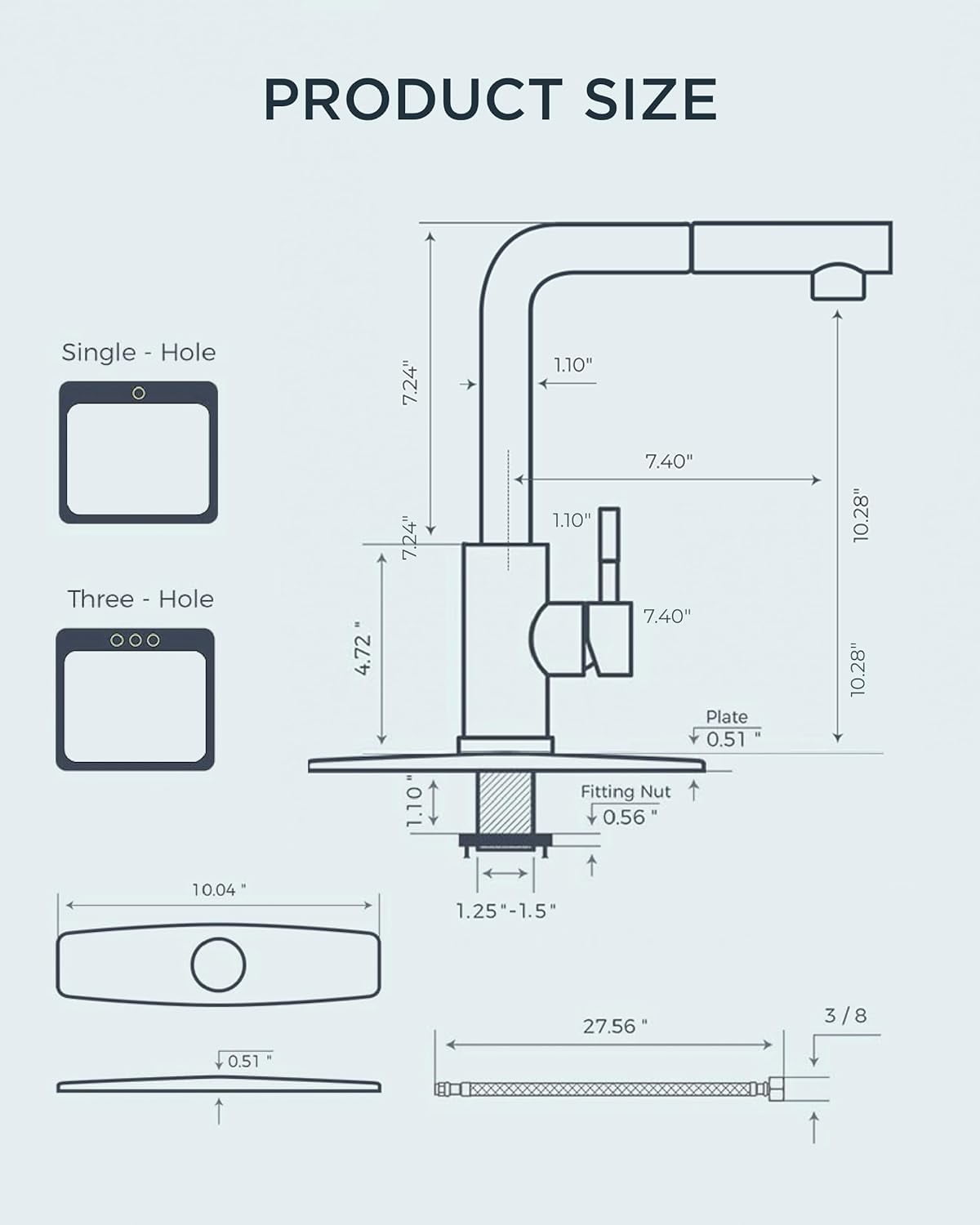Kitchen Faucet Black, Kitchen Sink Faucets with Pull Down Sprayer, Commercial Pull Out Kitchen Faucet for Sink 1 or 3 Hole, Single Handle Stainless Steel Sink Faucet for Bar RV LaundryOutdoor