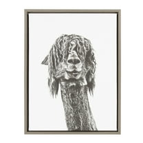 Kate and Laurel Sylvie Curly Hair Alpaca Portrait Framed Canvas Wall Art by Simon Te Tai, 18x24 Gray