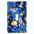 thumbnail image 2 of Metal Light Switch Wall Plate Outlet Cover (Spaceship UFO Astronaut Rocket Outerspace Star Blue - Single Toggle), 2 of 2
