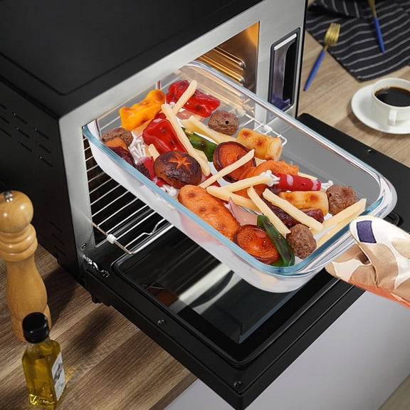 2L/0.5Gal Countertop Chafing Dish Buffet Set  Buffet Server Warming Tray Tempered Glass 14.96*7.4*4.72inch Used in Hotels, Restaurants, Buffets, Weddings