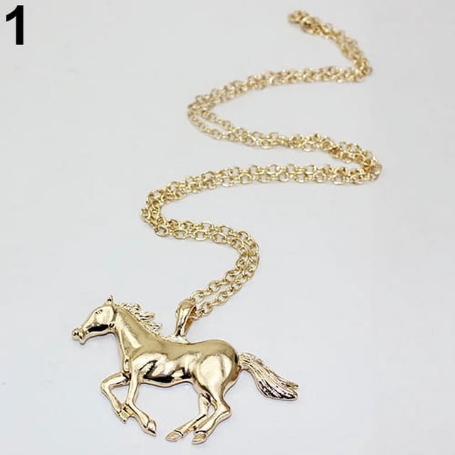 Femmes Course de Luxe Cheval Pendentif Long Pull Chaîne Collier Mode Bijoux